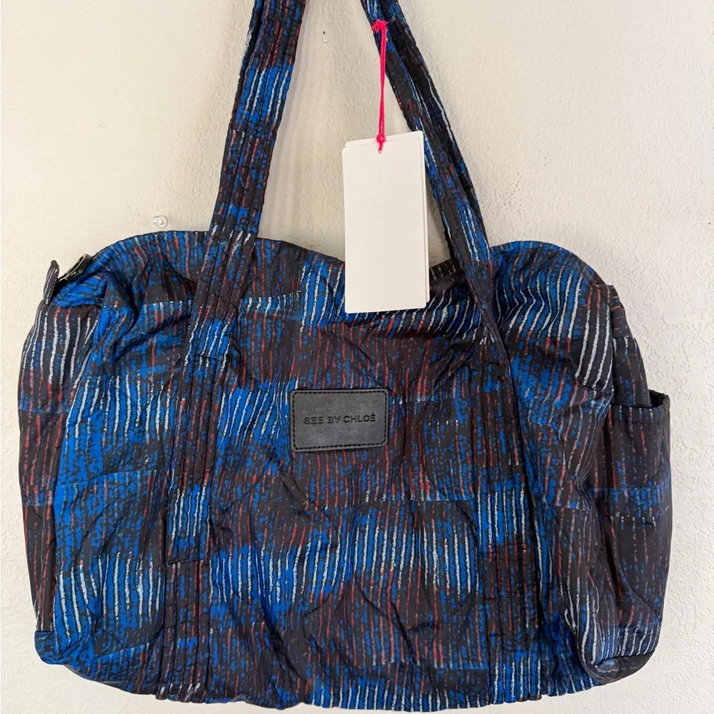 See By Chloe Textured Blue Black‎ Tote Bag